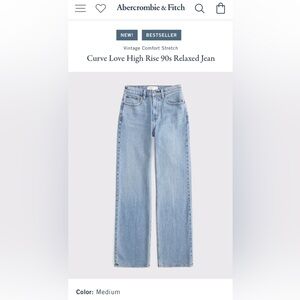 Abercrombie 90s relaxed jeans - curve love - size 2 - rarely worn